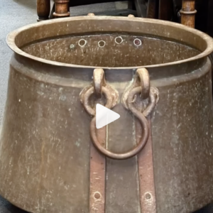 19th century French copper and iron cauldron, of large proportions.